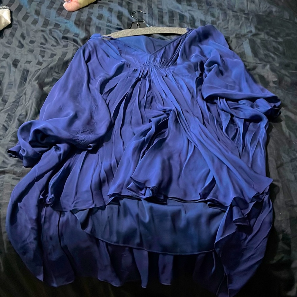 Woman’s blue dress